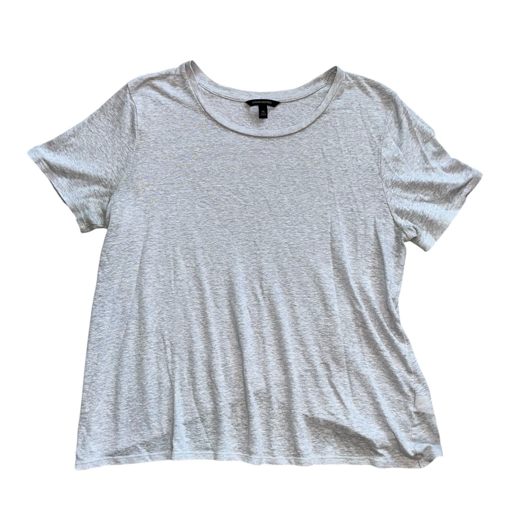 Banana Republic Linen Blend Shirt Gray Xl Cross Open Back Short Sleeve